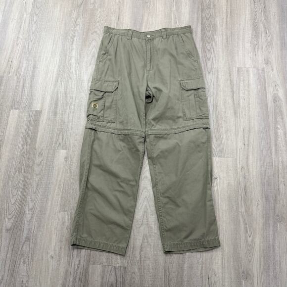 Vintage Faded Glory Convertible Cargo Pants Men's 36x32 Green Utility Hiking y2k - Picture 1 of 8